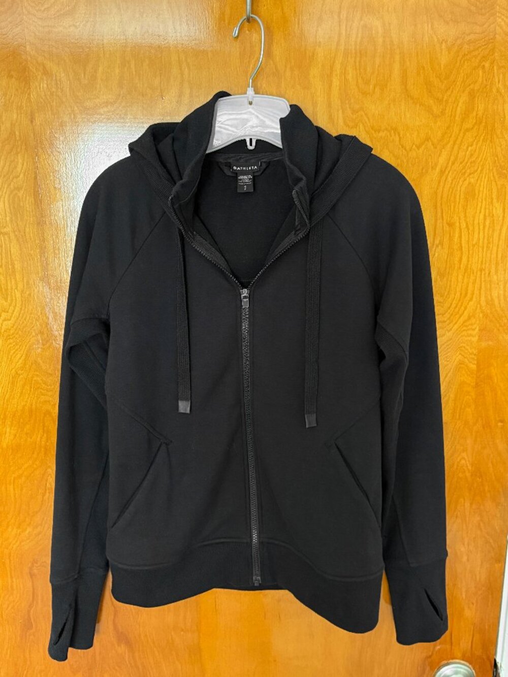 Athleta Black Triumph Full Zip Hoodie Jacket Fleece Lined Small